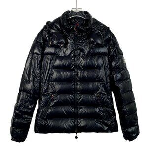 H11313 Moncler Mask Bady Series Black Logo Sticky Hooded Quilted Down Jacket Zip